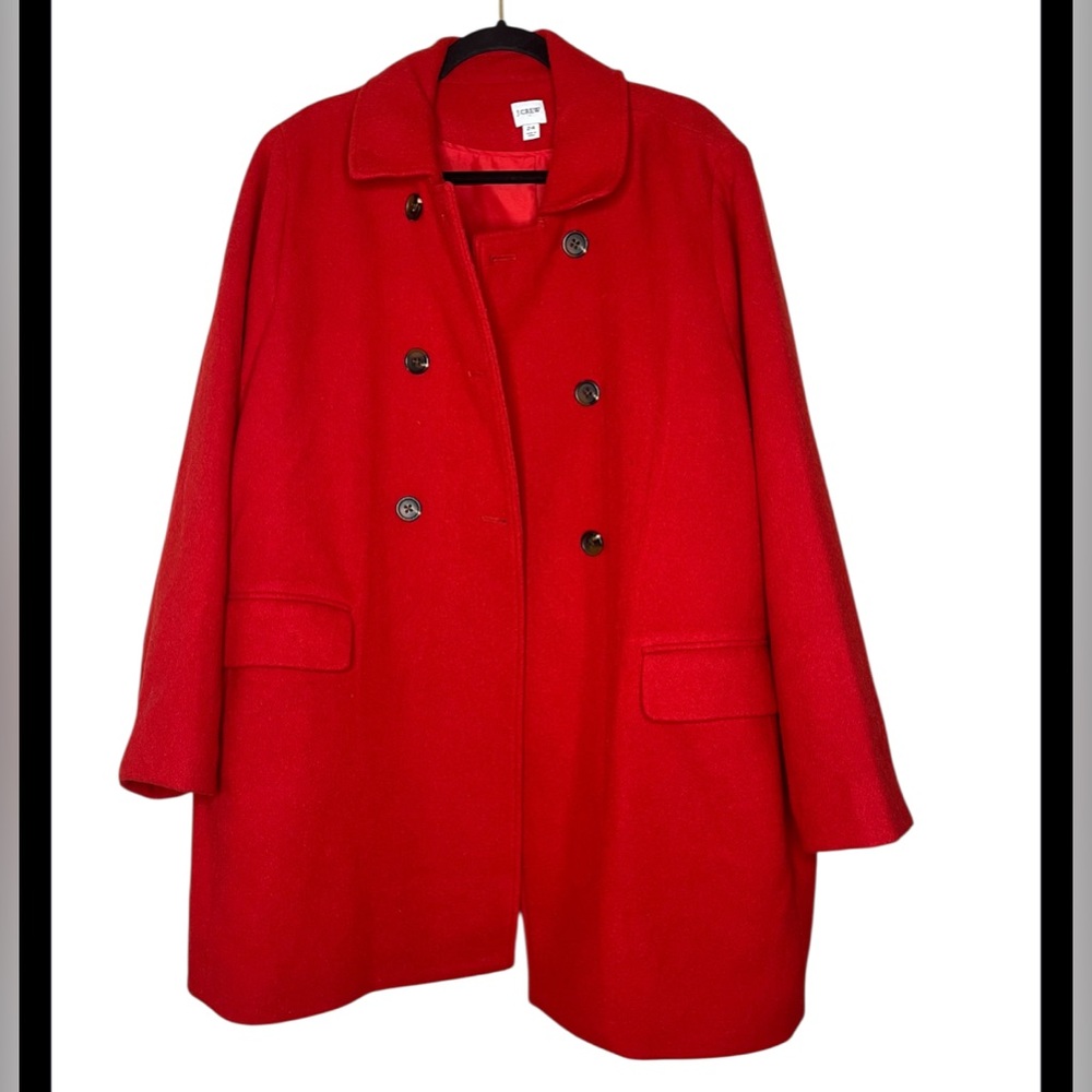 J. Crew Vibrant Red Double-Breasted Pea Coat